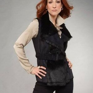 K Dash by Kardashian Black FauxFur Vest Sm or Lg